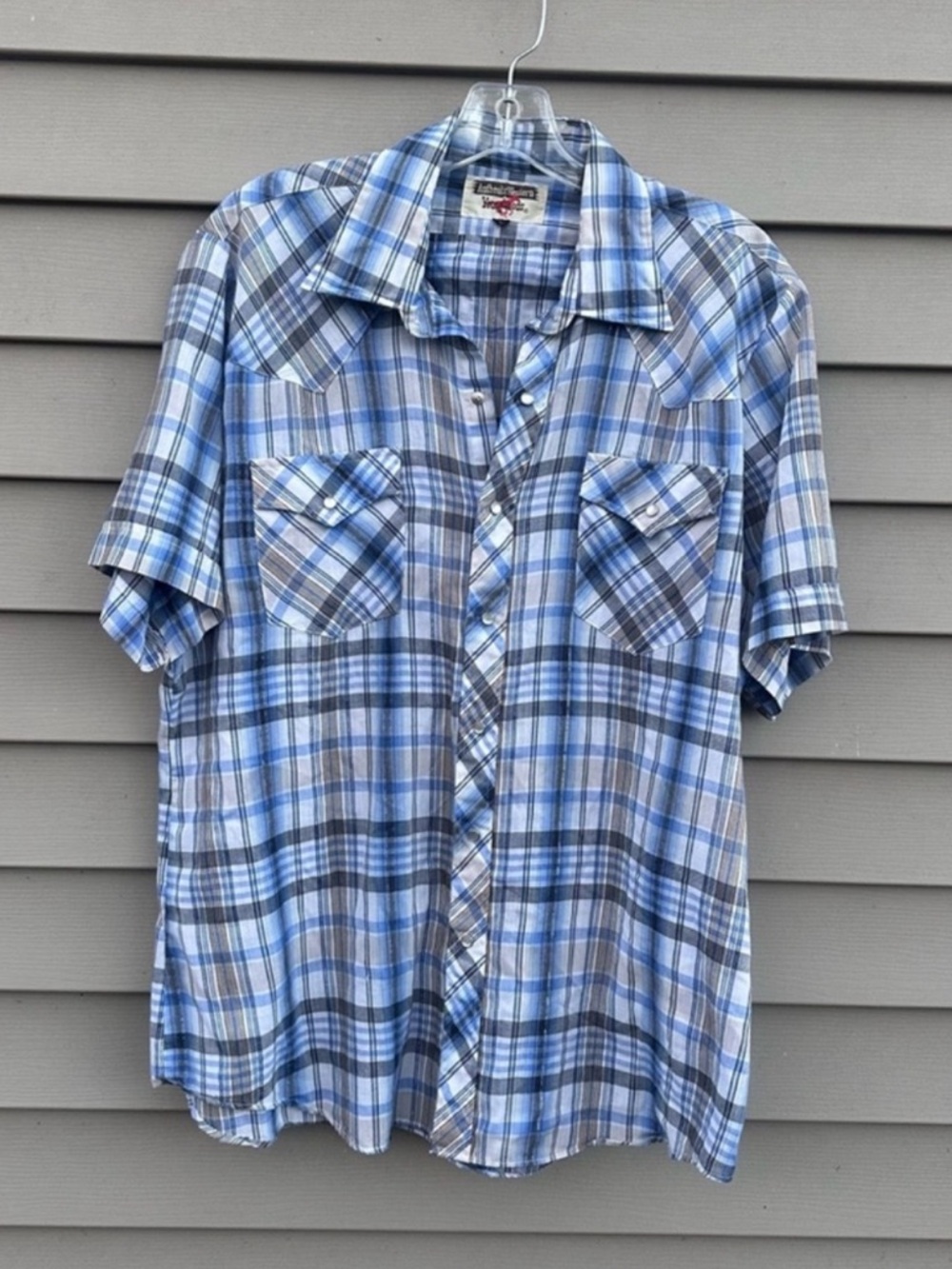 Vintage metallic plaid western shirt Pearl snaps large